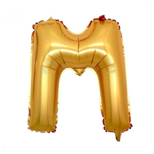 34 inç M Gold Renk Harf Folyo Balon