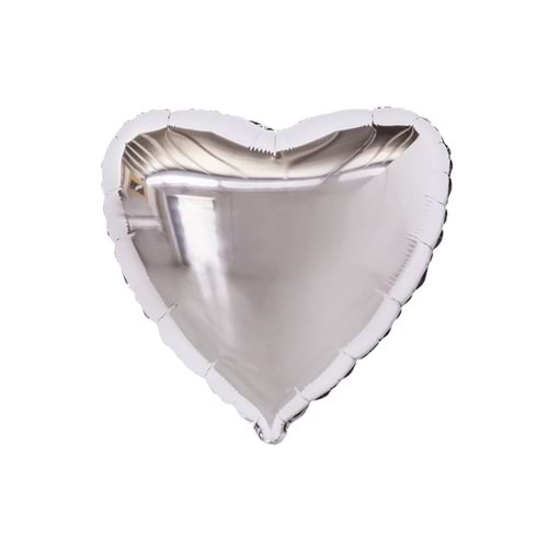 18 inç Gümüş Renk Kalp Şekilli Folyo Balon