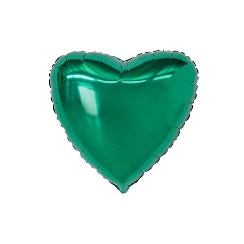 18 inç Yeşil Renk Kalp Şekilli Folyo Balon