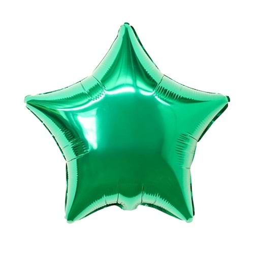 18 inç Yeşil Renk Yıldız Şekilli Folyo Balon