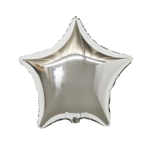 18 inç Gümüş Renk Yıldız Şekilli Folyo Balon