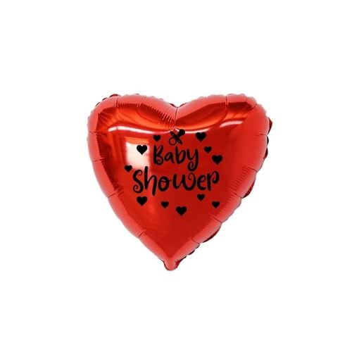 18 inç Kırmızı Renk Kalp - Emzik Figürlü Baby Shower Temalı Kalp Folyo Balon