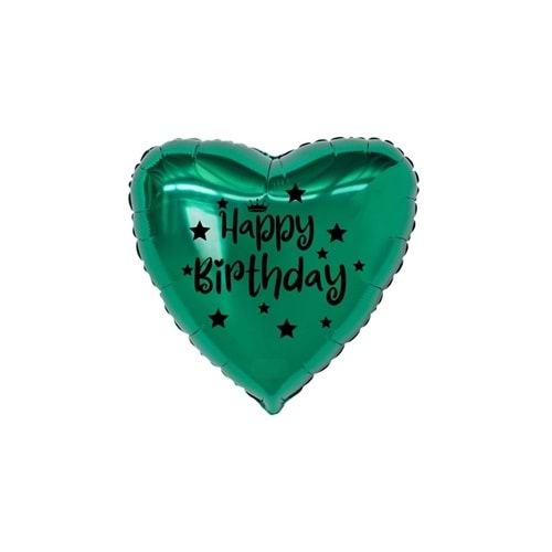 18 inç Yeşil Renk Taç - Yıldız Figürlü Baby Shower Temalı Kalp Folyo Balon