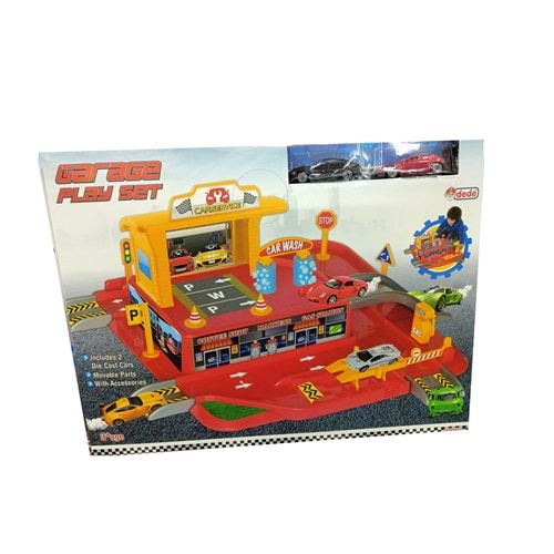 Garaj Seti Otopark Seti Araba Garajı Seti Tek Katlı Oyuncak Seti + 2 Araba