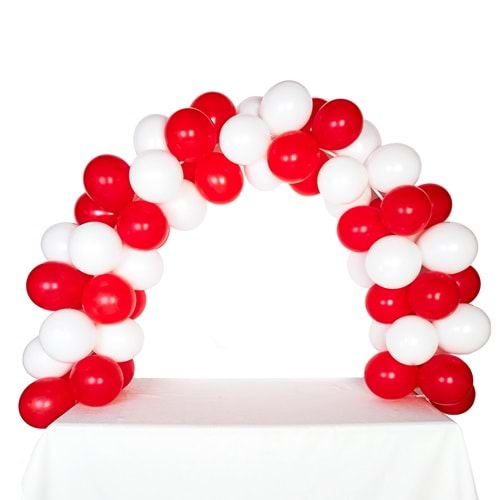 Zincir Balon Seti Kırmızı-Beyaz 2 Renk 100 Adet + Balon Şeridi