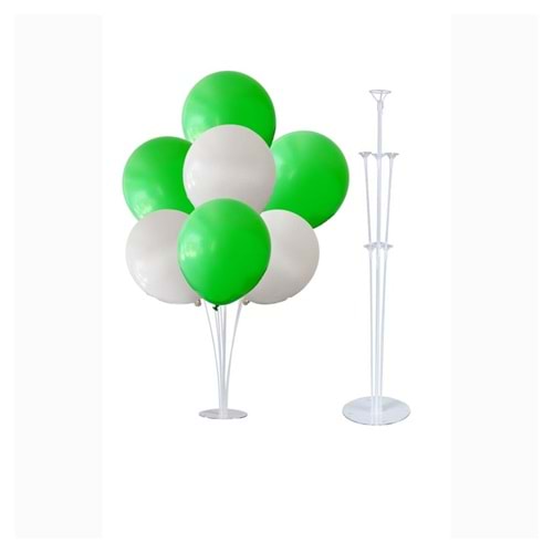 10 lu Açık Yeşil-Beyaz Balonlu Stand Set + 1 Adet Balon Standı