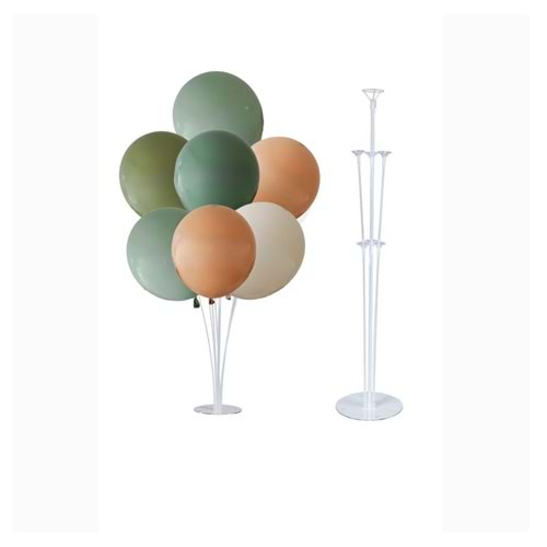 10 lu Adaçayı-Kış Yeşili-Okaliptus-Retro Beyaz-Çöl Kumu Balonlu Stand Set + 1 Adet Balon Standı