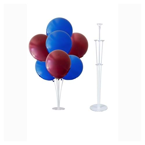 10 lu Bordo-Mavi Balonlu Stand Set + 1 Adet Balon Standı