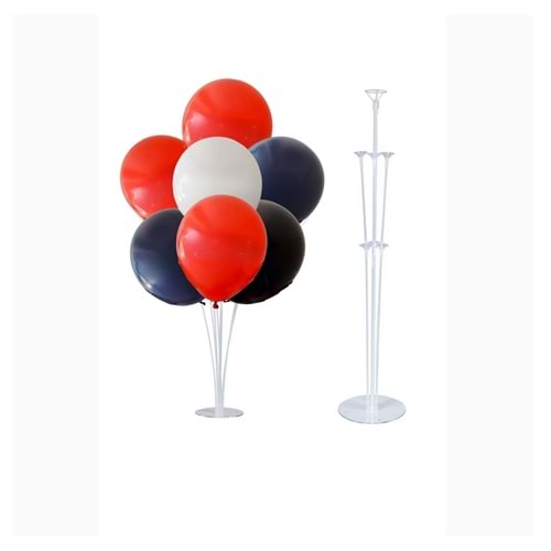 10 lu Gece Mavisi-Beyaz-Siyah-Kırmızı Balonlu Stand Set + 1 Adet Balon Standı