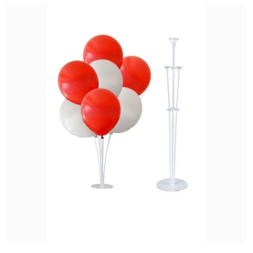 10 lu Kırmızı-Beyaz Balonlu Stand Set + 1 Adet Balon Standı