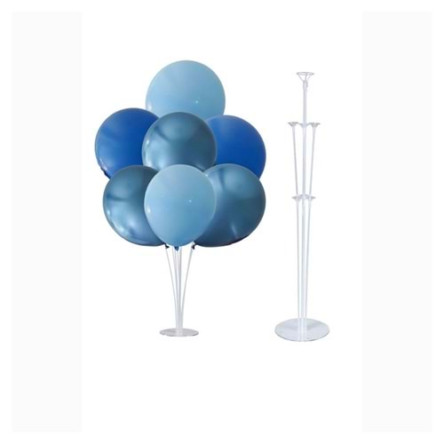 10 lu Mavi-Açık Mavi-Krom Mavi Balonlu Stand Set + 1 Adet Balon Standı