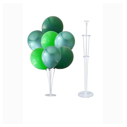10 lu Krom Yeşil-Çim Yeşili-Koyu Yeşil Balonlu Stand Set + 1 Adet Balon Standı
