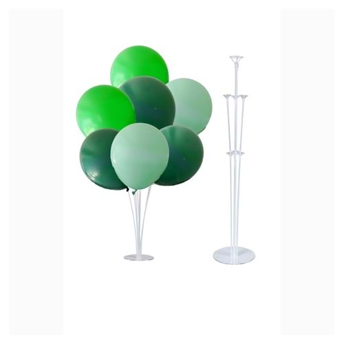 10 lu Mint Yeşili-Açık Yeşil-Koyu Yeşil Balonlu Stand Set + 1 Adet Balon Standı