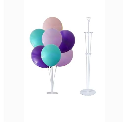 10 lu Mor-Lila-Turkuaz-Pembe Balonlu Stand Set + 1 Adet Balon Standı