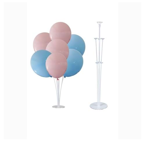 10 lu Mavi-Pembe Balonlu Stand Set + 1 Adet Balon Standı
