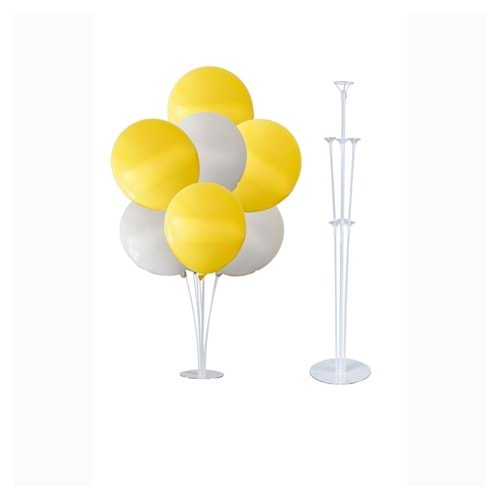 10 lu Sarı-Beyaz Balonlu Stand Set + 1 Adet Balon Standı