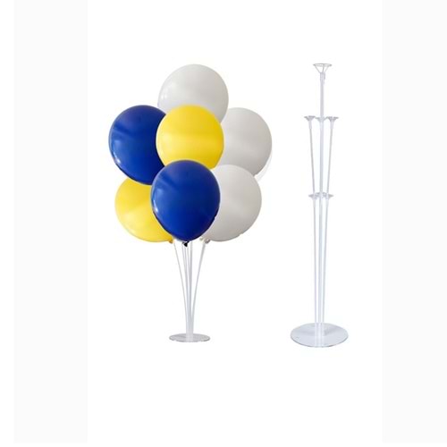10 lu Sarı-Lacivert-Beyaz Balonlu Stand Set + 1 Adet Balon Standı