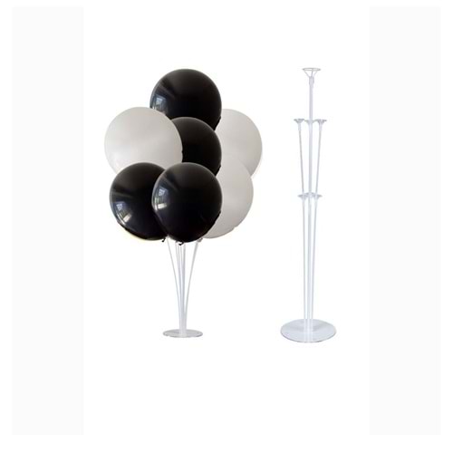 10 lu Siyah-Beyaz Balonlu Stand Set + 1 Adet Balon Standı
