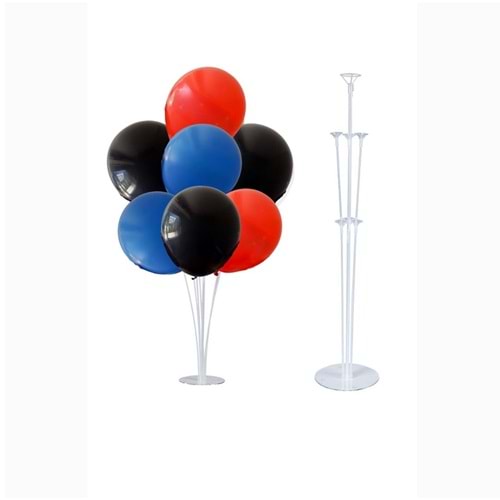 10 lu Siyah-Mavi-Kırmızı Balonlu Stand Set + 1 Adet Balon Standı