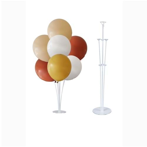 10 lu Sütlü Kahve-Beyaz-Zerdeçal-Yanık Turuncu Balonlu Stand Set + 1 Adet Balon Standı