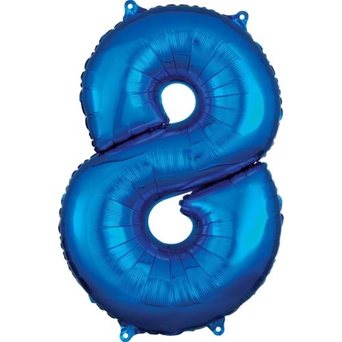 34 inç 8 Mavi Renk Rakam Folyo Balon