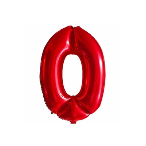 34 inç 0 Kırmızı Renk Rakam Folyo Balon