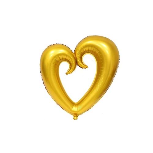 Ortası Boş Gold Kalp Folyo Balon 90 Cm