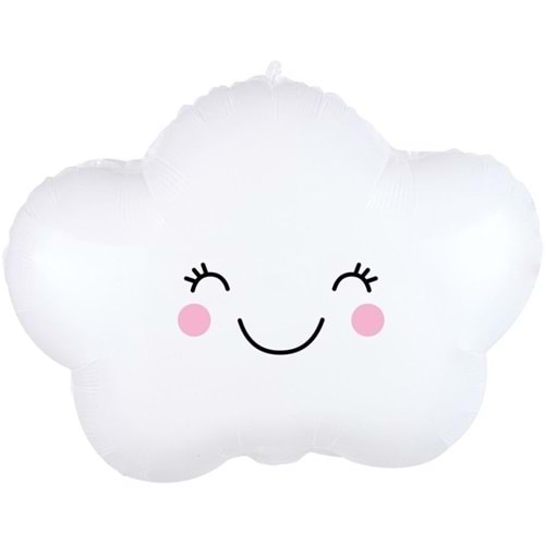 Beyaz Gülen Bulut Folyo Balon 48 cm