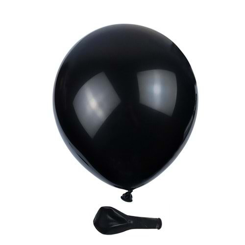 12 inç Siyah renk 10 lu Pastel Dekorasyon Balonu