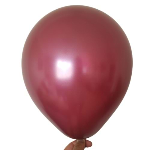 12 inç Bordo renk 10 lu Metalik Dekorasyon Balonu