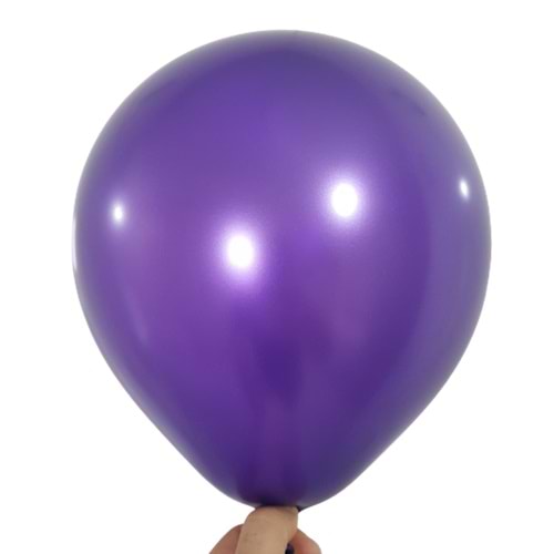 12 inç Mor renk 100 lü Metalik Dekorasyon Balonu