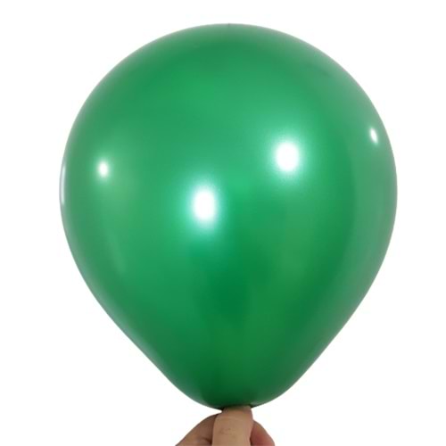 12 inç Yeşil renk 100 lü Metalik Dekorasyon Balonu