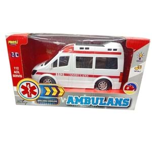 Ambulans Acil Servis Arabası Işıklı-Sesli-Pilli Beyaz 112 Ambulans Arabası
