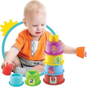 Sayılı Silindir Kule Bul-Tak Şekil Yerleştirme Oyunu Bebek Oyuncağı