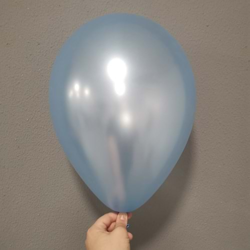 12 inç Açık Mavi renk 100 lü Metalik Dekorasyon Balonu